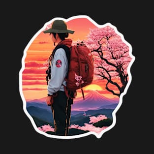 Sakura Boy Backpacking in Japan - Travel Souvenir T-Shirt