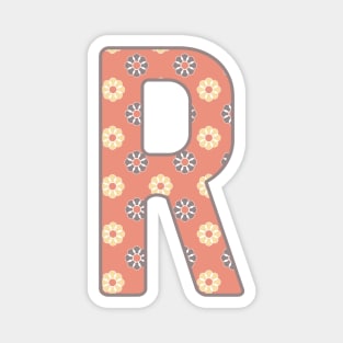 MONOGRAM LETTER R PINK FLORAL TYPOGRAPHY DESIGN Magnet