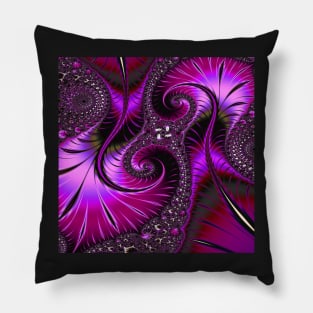 Shocking pink fractal Pillow