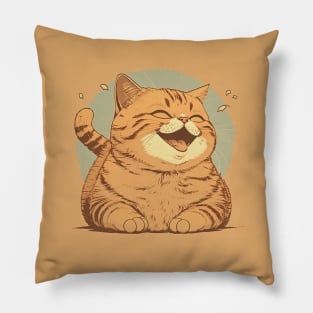 2d Illustration of smiling cat lying with closed eyes Pillow