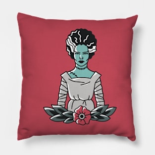 Vintage Bride of Frankenstein Emblem Pillow