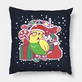 Christmas Budgie Yellow Pillow