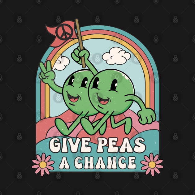 Give Peas A Chance Funny Retro Cartoon Style Pun by FloraLi