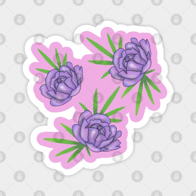 Purple roses with pot leaves Magnet by CraftKrazie