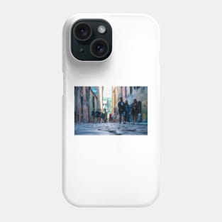 Background abstract street scene of people walking away taken in  Hosier Lane Phone Case