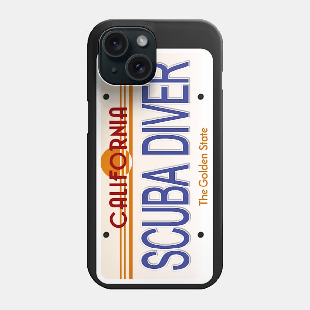 Scuba Diver California State License Plate Phone Case by Mel's Designs