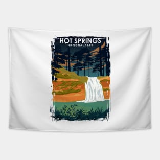 Hot Springs National Park Vintage Minimal Retro Travel Poster at Night Tapestry