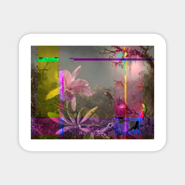 Glitch orchids Magnet by ArtInPi