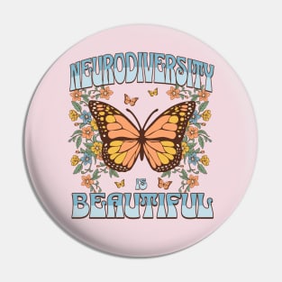 Neurodiversity is Beautiful Neurospicy Autism Pride Boho Butterfly Pin