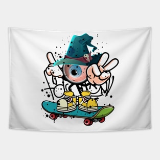 Witch Skateboard Monster Graffiti Street Art Tapestry