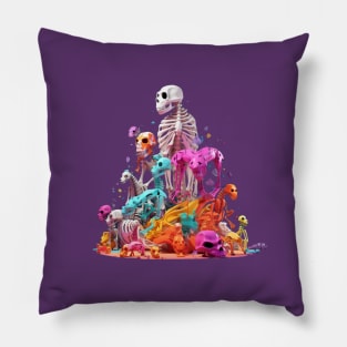 colorful preppy skeleton in the people and animal style Pillow