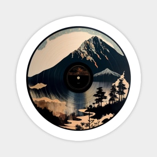 Mountain View on Vinyl Record Magnet