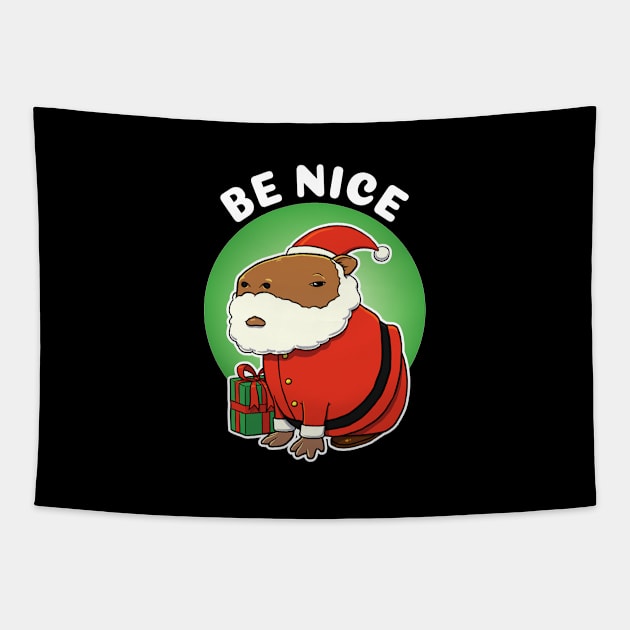 Be Nice Capybara Christmas Tapestry by capydays