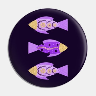 Purple and gold floral fishes Pin