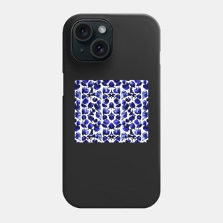 Midnight Blue Aesthetic Abstract Repeating Floral Pattern Phone Case