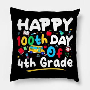 100 Days Of School Teacher 100Th Day Of 4Th Grade Pillow