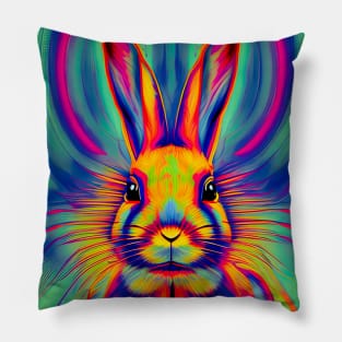 Psychedelic Rabbit Pillow