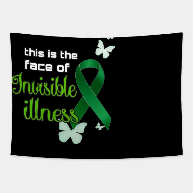 Green Ribbon Invisible Illness Tapestry by AlondraHanley