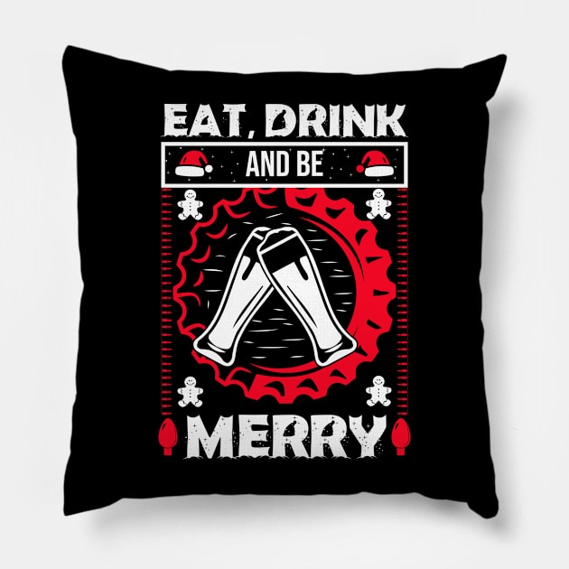 Eat Drink and Be Merry Pillow by MZeeDesigns