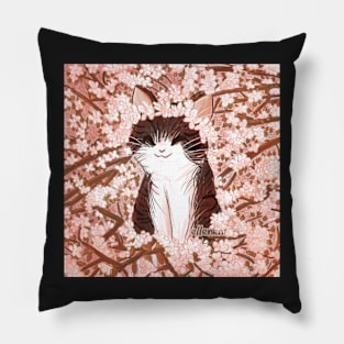 Kitty with Flowers Pillow