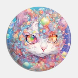 Cat soap bubbles and rainbows Pin