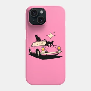 Cool Car Black Cat in pink Phone Case