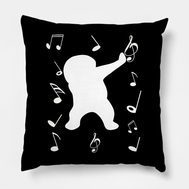 funny dabbling man dance with music key note Pillow by beautifulhandmadeart