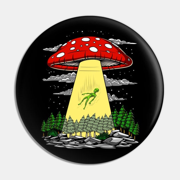 Magic Mushrooms Alien Abduction Pin by underheaven