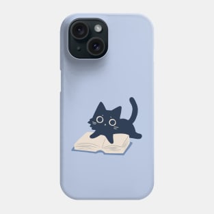 cat on pile of books Phone Case