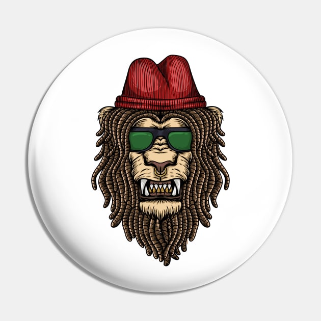 Rasta Lion Head Pin by Utopia Shop