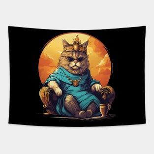 Nap King Funny Cat On A Throne Tapestry