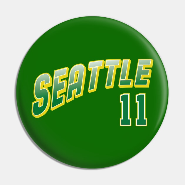 Retro Seattle Number 11 Pin by Cemploex_Art