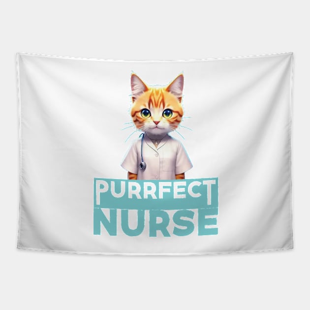 Just a Purrfect Nurse Cat Tapestry by Dmytro