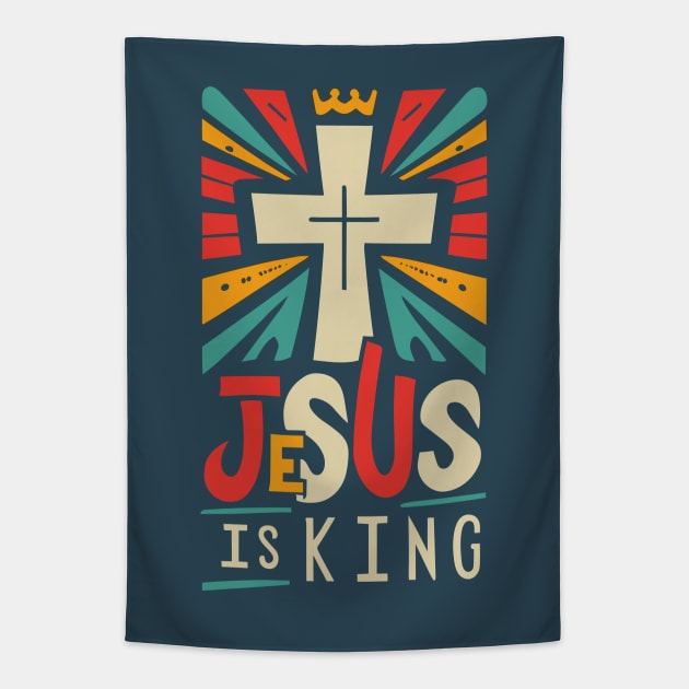 Jesus is King - Christian Quote Tapestry by Art-Jiyuu