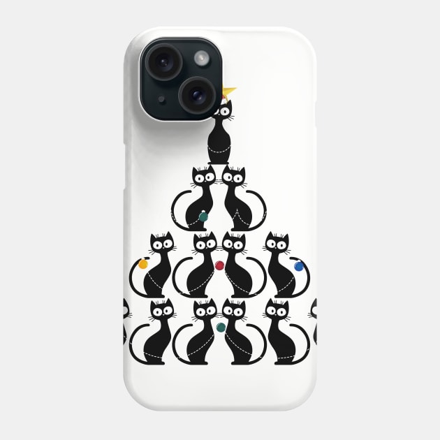 Christmas Black Cat Christmas Tree Phone Case by Skylane