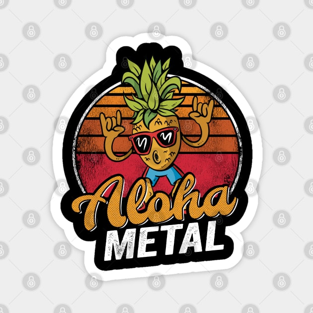 Aloha Metal Hawaii Vintage Death Metal Pineapple Magnet by Kuehni