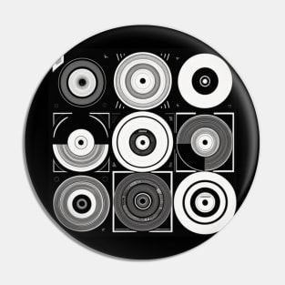 Vinyl Records Black and White 8k Retro Music Pin