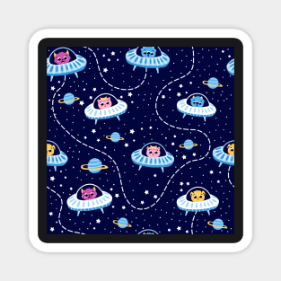 Galaxy adventure with cute fluffy alien monsters Magnet