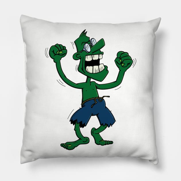 Angry Green Man Pillow by schlag.art