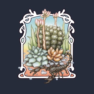 Summer rainbow succulent flowers with Scorpion T-Shirt