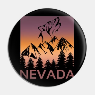 Neveda Sunset Wolf Howling at The Moon Trees and Mountains. Pin