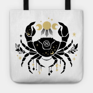Black and Gold Zodiac Sign CANCER Tote