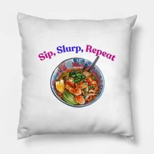 Ramen Sip Slurp Vintage Japan Since Japanese Pillow