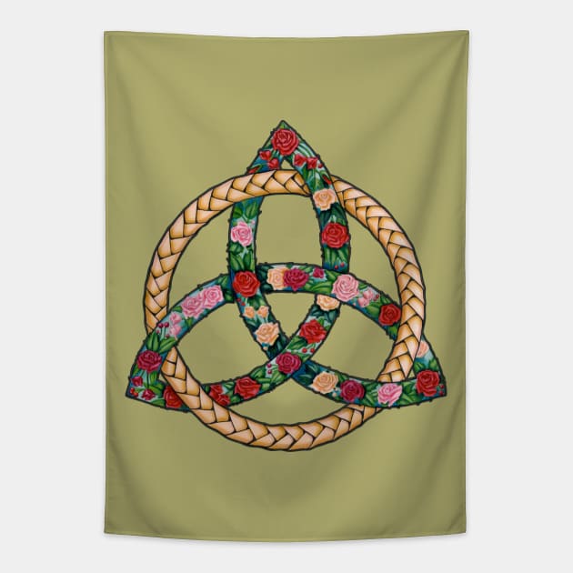 Celtic Roses Trinity Symbol (Irish Knot) Tapestry by Colette