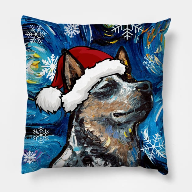 Santa Blue Heeler Pillow by sagittariusgallery