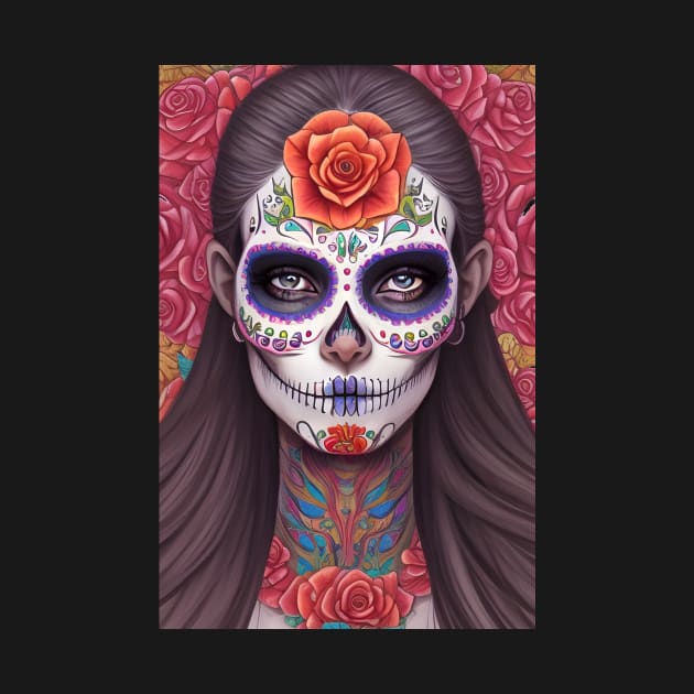 Sugar Skull Art - Featuring Woman in Skull Makeup by ImaginativeInkPOD