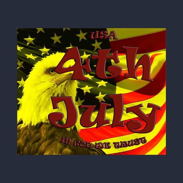 4th of July celebration retro bald eagle flag design by OnuM2018