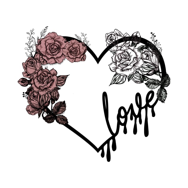 Love heart and roses dark romantic design by PoeticTheory
