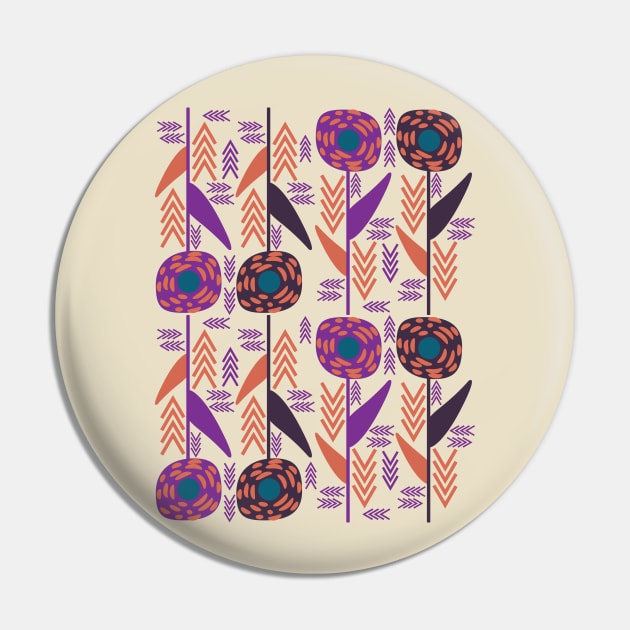 Purple Flowers and Arrows Pin by CocoDes