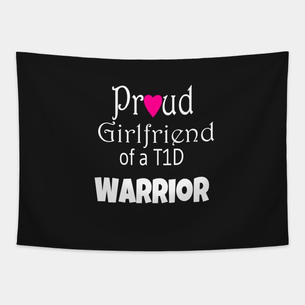 Proud Girlfriend - White Text - Pink Heart Tapestry by CatGirl101